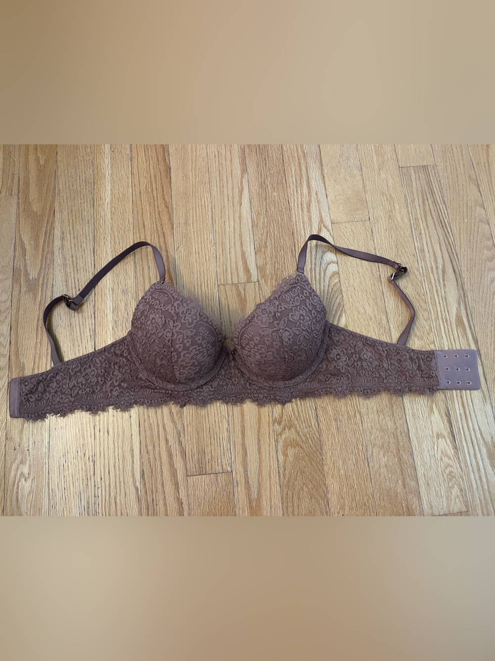 aerie Lace Longline Push-Up Bra - Brown